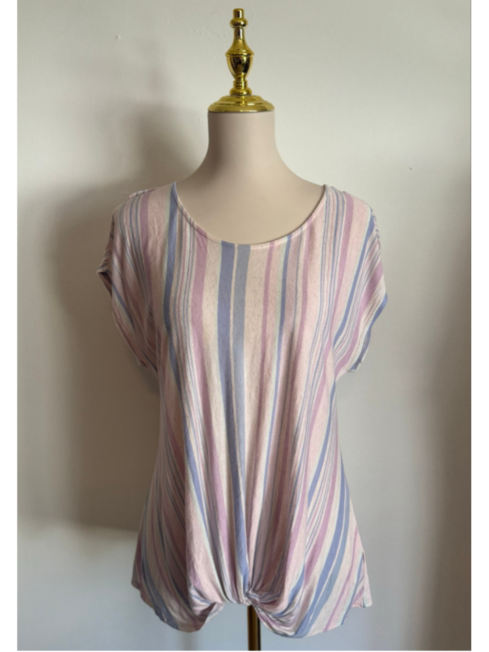 Women's W5 Striped Short Sleeve Tee, Size M, Pink and Blue